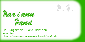 mariann hand business card